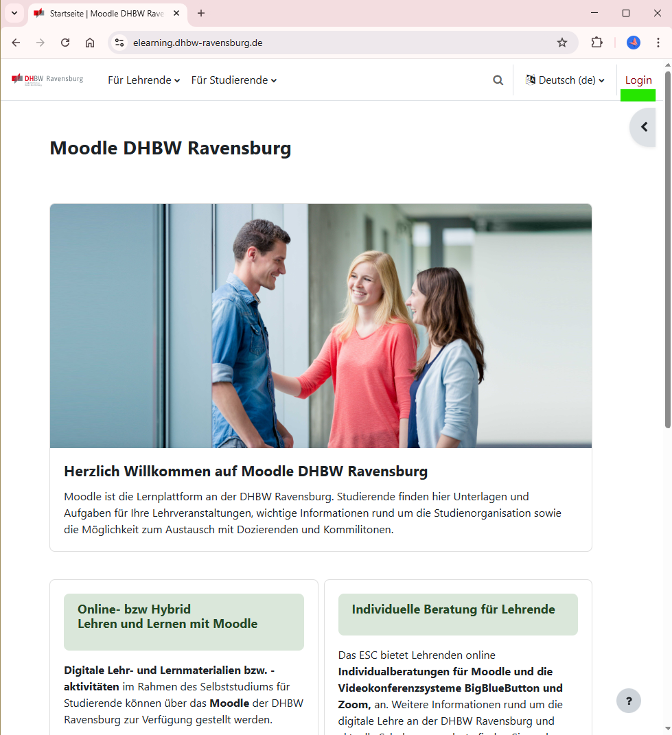 Moodle DHBW Ravensburg Startseite