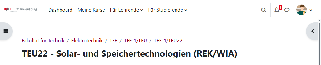 Moodle DHBW Ravensburg Breadcrumb